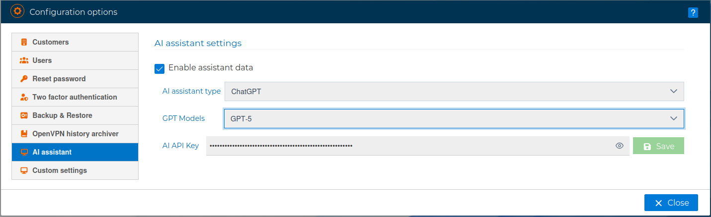 AI Assistant settings