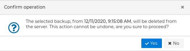 Backup remove confirmation
