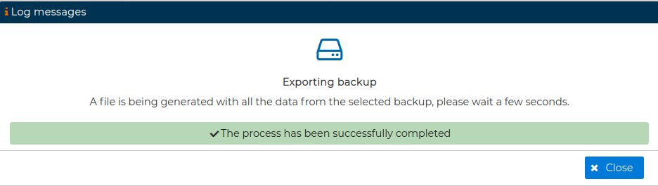  Backup Export Done