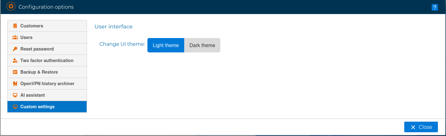 Custom settings: Light theme