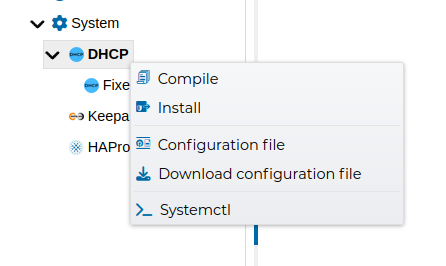 DHCP Server Context Menu