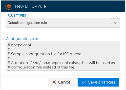 DHCP Default Config Rule Form