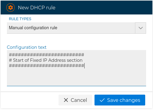 DHCP Manual Rule Form