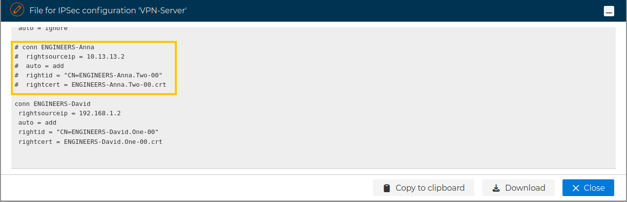 Peer lines commented out