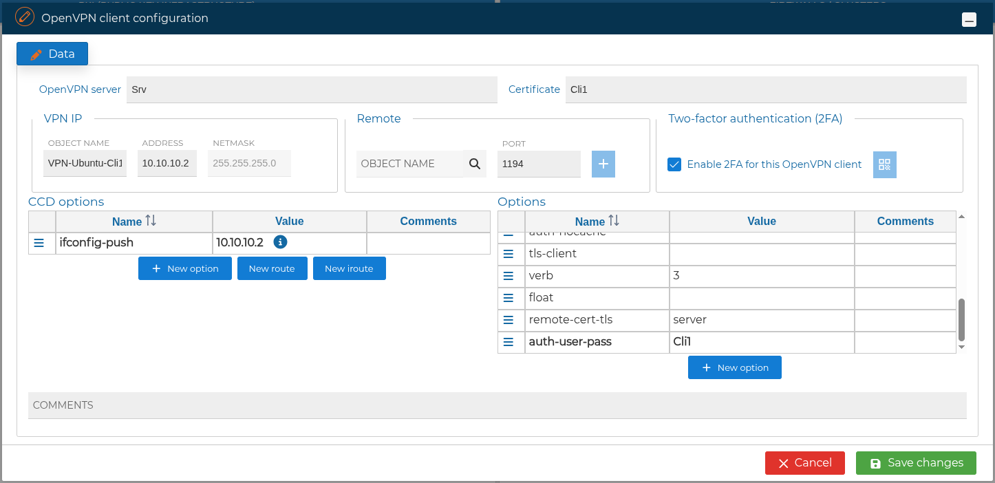 OpenVPN 2FA client toggle