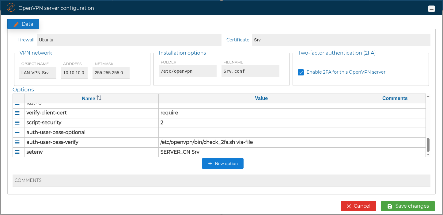 OpenVPN 2FA server options